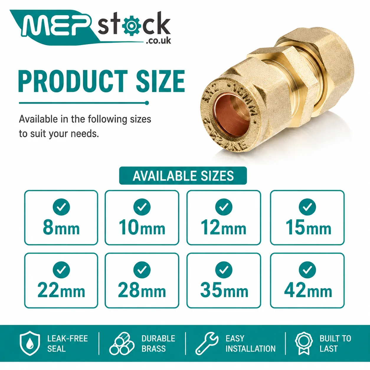 Brass Compression Straight Coupling - MEPSTOCK
