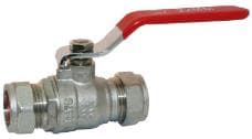 Full Bore Brass Compression Ball Valve Red Lever Handle