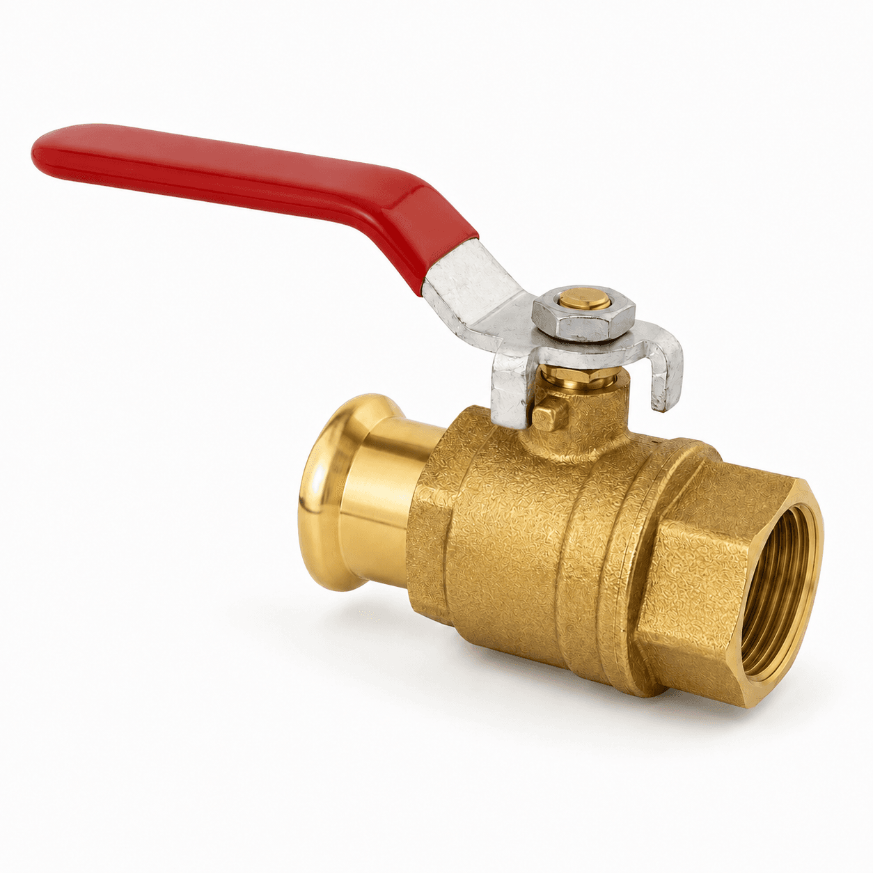 Copper M Profile Press Fit Water Female BSP Ball Valve - Red Handle