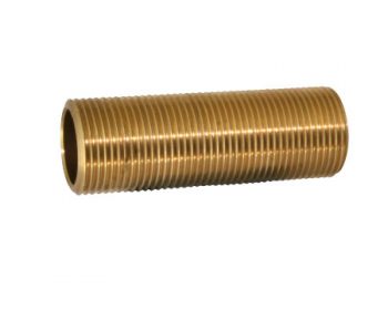 Brass Running Long Nipple - Parallel Thread