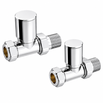 15mm Straight Towel Warmer Valve Pair Chrome | Straight Radiator Valves | MEP Stock