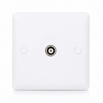 1 Gang Coaxial Socket Isolated White IEC TV Aerial Socket | M2 Slimline