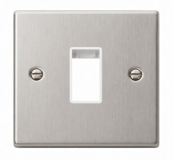 1 Gang MiniGrid Plate Stainless Steel White Insert | Click Deco VPSS401WH