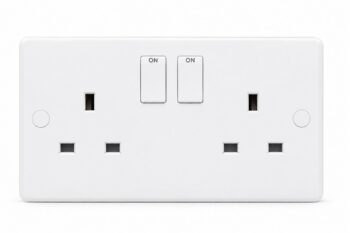 13A 2 Gang Switched Plug Socket White Slimline | LAP 71441